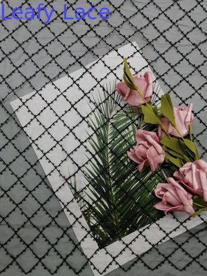 125CM Geo Party Black Sequin Beaded Lace Applique Fabric