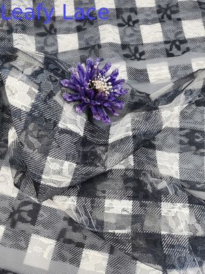 Plaid Pattern Embroidery Striped Lace checkered print fabric