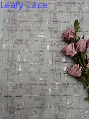 Geo Sequin Embroidered Fabric Lace For Home Textiles