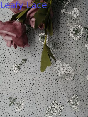 Colored Foil Printed Embroidered Lace Fabric Shimmer Tulle