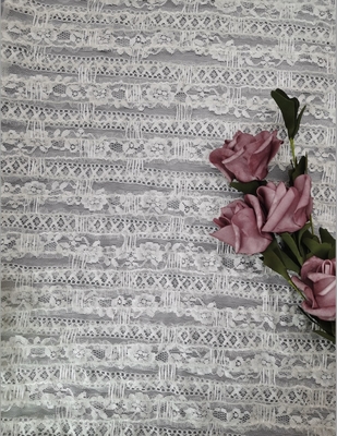 White Soft Tulle 100% Polyester Embroidered Lace Fabric 3D