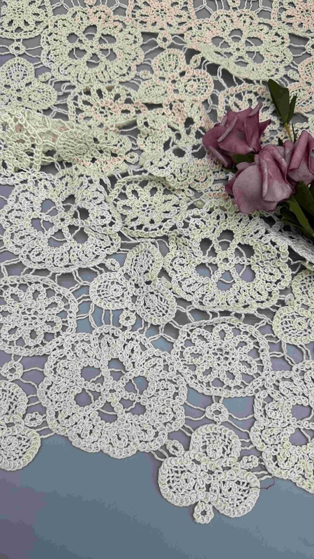 100% Cotton Ivory Floral Elegant Design Soft-Handfeel Embroidered Lace Fabric Full Width For Fashion Clothing