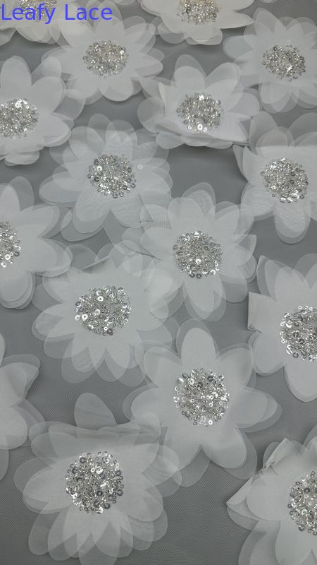 French Chantilly Lace Fabric For Mesh Breathe 3D-Floral Premium Lace Sequin Fabric Luxury