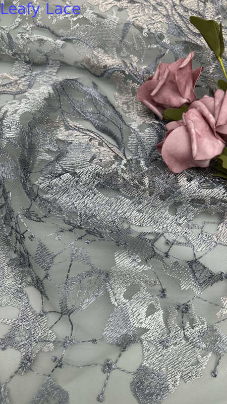 French Tulle Lace With Metallic Embroidered Lace Mesh For Couture-Inspired Formal And Evening Wear