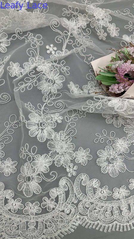 3D Embroidered Floral Lace Fabric With Mesh Artistic Multi-Layered Texture For Statement Evening Dresses