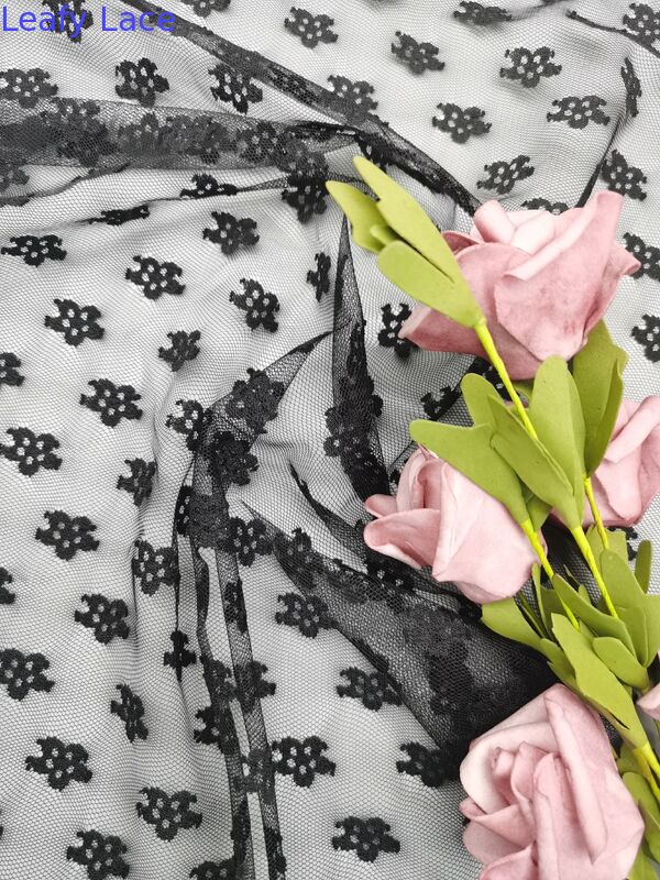 Flocked Mesh Fabric Customized Leafy High Quality News Manufacturer Wedding Design