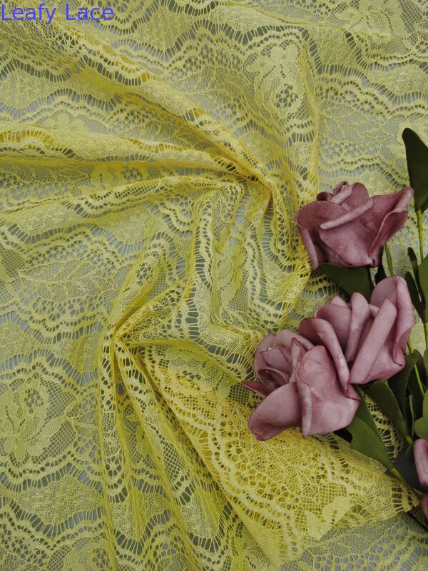 High Qualtiy Yellow Color 100% Cotton Lace Fabric Beauty Hollow-up Patter Manafacturer