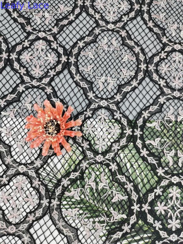 Water Soluble Embroidery Colored Floral Chemical Lace Fabric