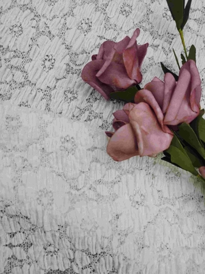 49 polegadas de cor branca de alta qualidade espandêx floral tecido de renda para roupas de senhoras vestidos de mulheres
