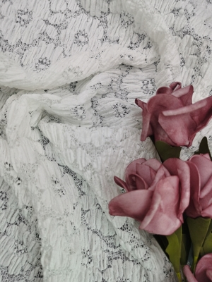 49 polegadas de cor branca de alta qualidade espandêx floral tecido de renda para roupas de senhoras vestidos de mulheres