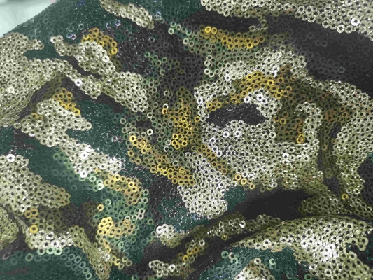 124cm Sequins Multicolor Tecido bordado com malha de solo para vestido de noite