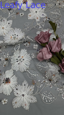 Tecido bordado de lenços umedecidos de durabilidade média padrão floral rosa 98%P 5%SP 100%Pet