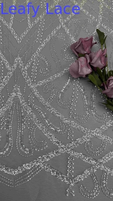 Perlas e Tulle Tecido de malha Tecido de bordado para vestido de noite Marcas de vestuário Fabricas de vestuário