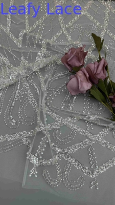 Perlas e Tulle Tecido de malha Tecido de bordado para vestido de noite Marcas de vestuário Fabricas de vestuário