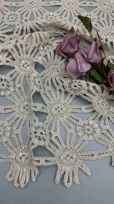 Venda Quente 100% de algodão Branco bordados de contas Tecido de largura total para festa vestido para moda