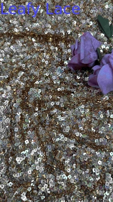 50 polegadas de cor marrom de alta qualidade espumante quadrado lenço de seda rede bordado renda vestido tecido para vestido de noite