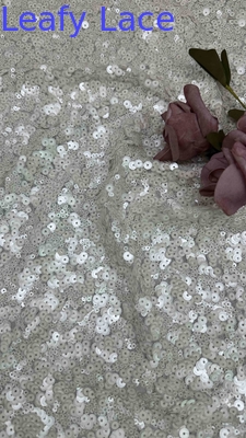 51 polegadas Cor de marfim de alta qualidade de contas circulares Sequin rede bordado renda vestido tecido para vestido de noite