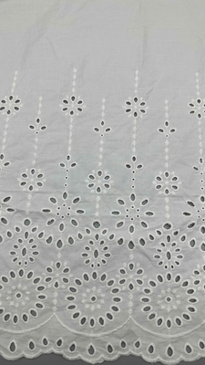 Branco 100% algodão laser fora floral bordado tecido de algodão pelo pátio para moda vestidos de mulheres