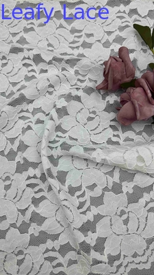 54 polegadas Branco Cor Estiramento Floral Corded Elástico madeira de renda de renda para roupas femininas