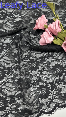 55 polegadas Nylon Spandex Largura Cor preta Design elegante Estiramento Floral Corded tecido de renda elástica com carapaça Para roupas de moda mulheres