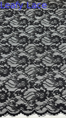 55 polegadas Nylon Spandex Largura Cor preta Design elegante Estiramento Floral Corded tecido de renda elástica com carapaça Para roupas de moda mulheres
