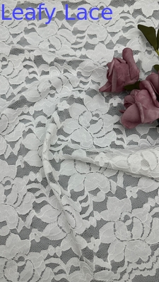 55 polegadas Largura Nylon Spandex Branca Cor Estiramento Floral Design Elástico Tecido de renda com conchas Para moda mulheres vestimenta