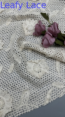 Tecido de renda de algodão 100% ecológico bordado de crochê com padrão floral