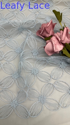 100% Nylon Largura total Luz Tulle Maçã de Maçã azul Tela de bordado Sustentável