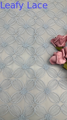 100% Nylon Largura total Luz Tulle Maçã de Maçã azul Tela de bordado Sustentável