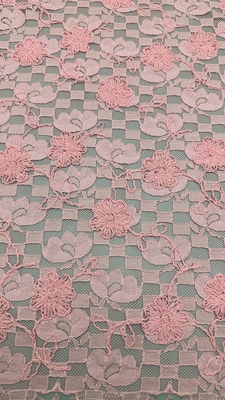 Embroidery em plaid rosa de folhas durável e elegante Luxury de tricô de bordados de tecido renda de tecido casamento aniversário ocasiões Sequin Plaid de tecido de contas