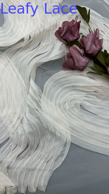 Tecido Plissado Branco de Luxo Elegante e Durável Tecido Plissado de Luxo de Bordado Casamentos Aniversários