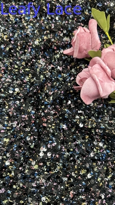 Tecido de renda metálico Sequin bordado Tecido personalizado