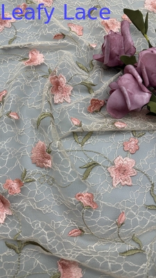 Fabrica de renda de bordados de folhas Floral Elegante 100% de algodão para vestido