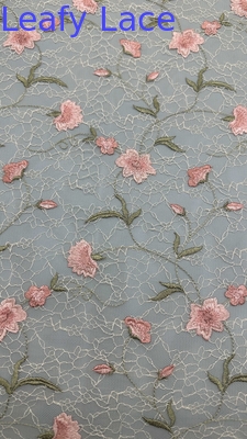 Fabrica de renda de bordados de folhas Floral Elegante 100% de algodão para vestido