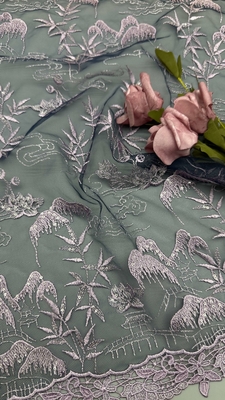 100% algodão bordado tecido de renda de renda estilo floral respiração e elegante tecido bordado