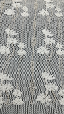 Tecido de renda bordado de cordão personalizado Tecido de bordado de folhas elegante