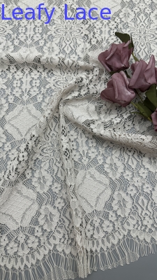 Fabrica de renda de bordados de folhas Branco Elegante Para vestido de desfile de moda