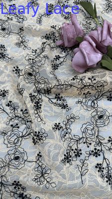 Embroidery Tecido de renda bordado de noite Folha de luxo Tecido de casamento de ocasião
