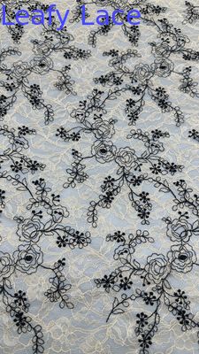 Embroidery Tecido de renda bordado de noite Folha de luxo Tecido de casamento de ocasião