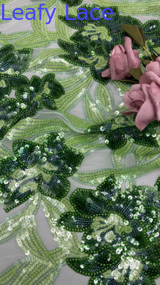 Tecido 100% poliéster 3D Floral Sequin Elegante Shine Mesh Tecido de renda de luxo