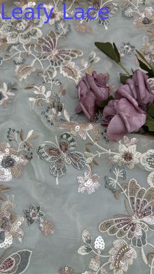 Lantejoula floral colorida bordada tecido de renda rede decorativa folhas personalizadas