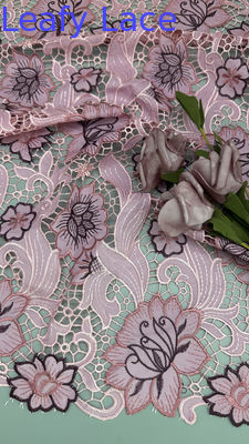 Rosa Nova Chegada Laser bordado tecido de renda sexy elegante Leafy noite ocasião