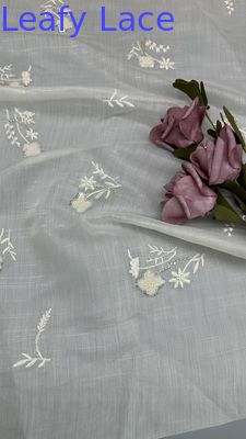Tecido de renda de Chantilly francês de luxo de malha de lenço de renda para vestidos de noite e modelos de moda