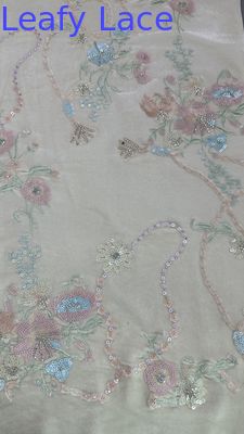 Cultura Oriental Sequin de folhas de renda floral Tecido para confecção de vestidos Vestidos de jantar Tecido brilhante