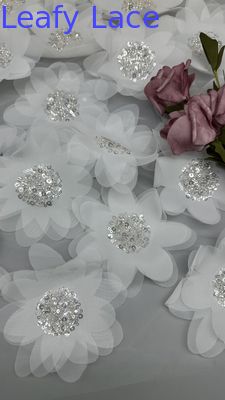 Tecido de renda de Chantilly Francês para malha Respiração 3D-Floral Premium Tecido de renda de lenço de luxo