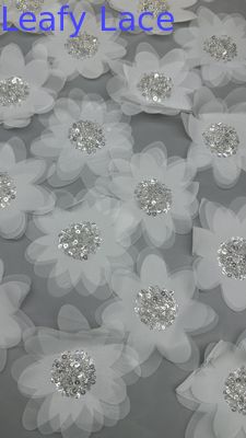 Tecido de renda de Chantilly Francês para malha Respiração 3D-Floral Premium Tecido de renda de lenço de luxo