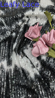 Tecido Bordado com Lantejoulas Preto e Branco Elegante Para a Temporada Outono/Inverno Para Festas Femininas
