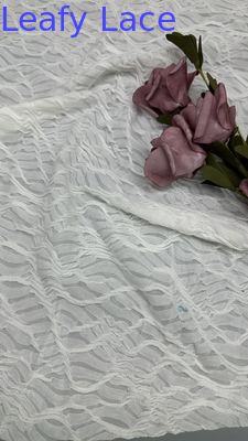 Tecido de Renda de Malha Grade Branca Tricotado Vazado Luxuoso Para Vestidos de Festa de Verão