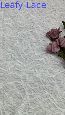 Tecido de Renda de Malha Grade Branca Tricotado Vazado Luxuoso Para Vestidos de Festa de Verão