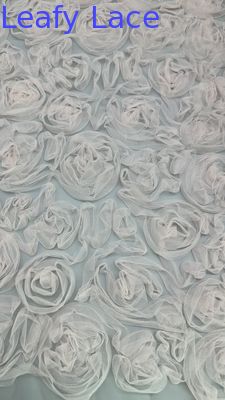 Tecido de renda plissada floral branca para vestidos de malha em terra alta bordados intrincados vestidos de noiva